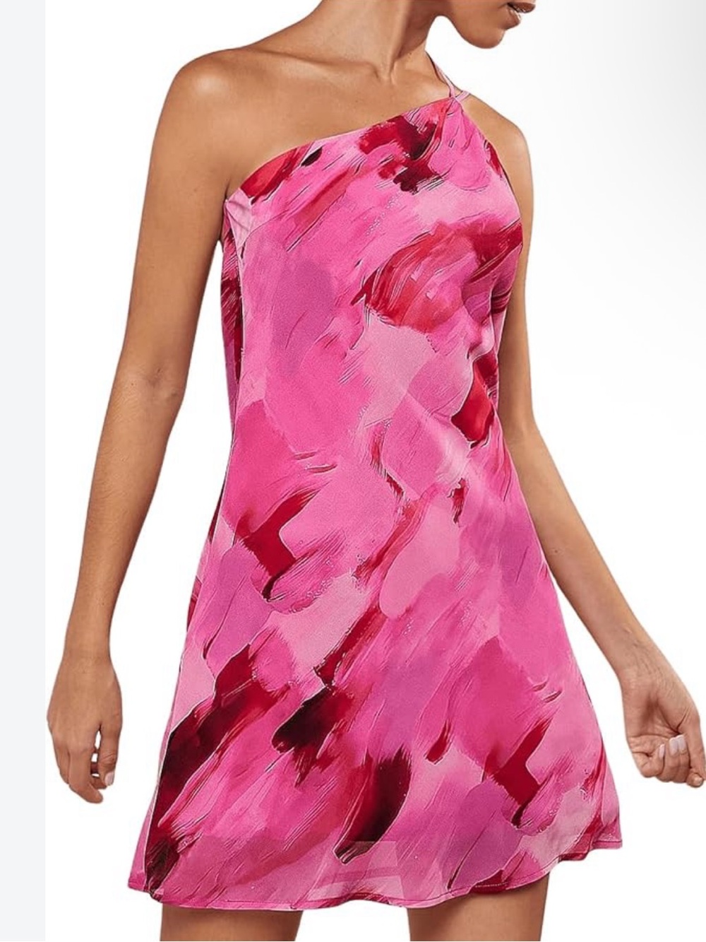 NWT WDIRARA One Shoulder Pink Floral Dress Size XLARGE